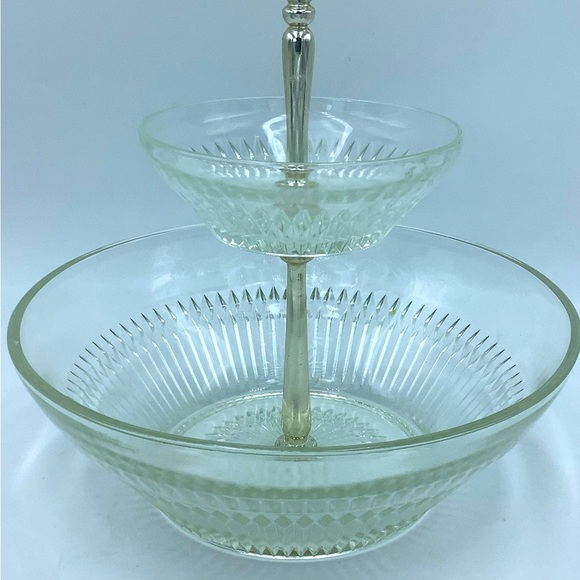 Vintage Pressed Glass Two Tiered Bowls - Picture 4 of 10